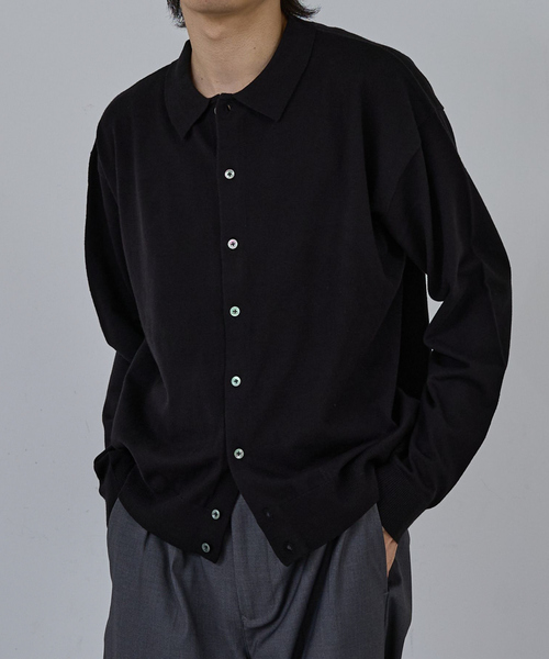 AH ABAHOUSE（エーエイチアバハウス）の「CASHMERE TOUCH KNIT SHIRT CARDIGAN / カシミヤタッチニットシャツカーディガン（ニット/セーター・メンズ・グレー/ブラック/ブラウン/ネイビー・46/48/44）」の2枚目の写真