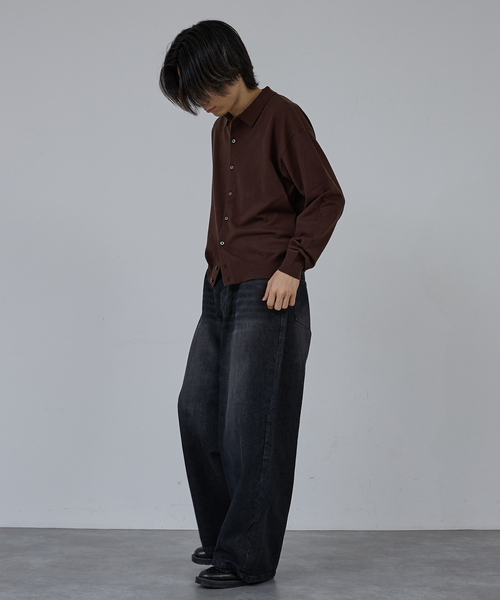 AH ABAHOUSE（エーエイチアバハウス）の「CASHMERE TOUCH KNIT SHIRT CARDIGAN / カシミヤタッチニットシャツカーディガン（ニット/セーター・メンズ・グレー/ブラック/ブラウン/ネイビー・46/48/44）」の8枚目の写真