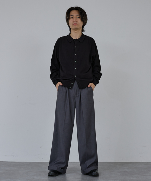 AH ABAHOUSE（エーエイチアバハウス）の「CASHMERE TOUCH KNIT SHIRT CARDIGAN / カシミヤタッチニットシャツカーディガン（ニット/セーター・メンズ・グレー/ブラック/ブラウン/ネイビー・46/48/44）」の11枚目の写真