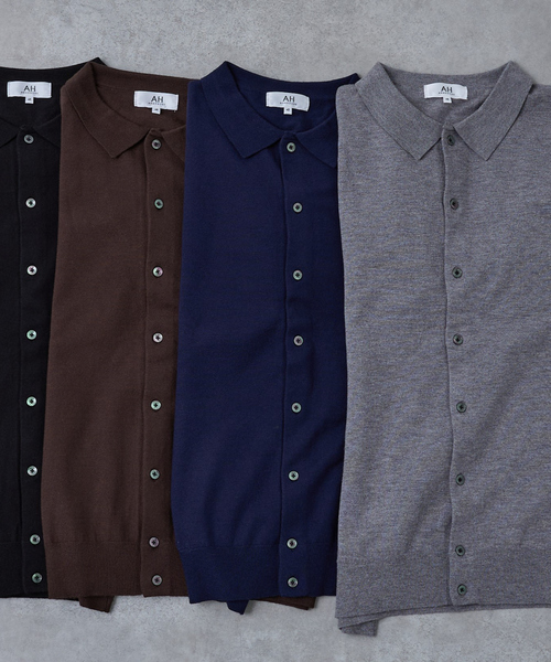 AH ABAHOUSE（エーエイチアバハウス）の「CASHMERE TOUCH KNIT SHIRT CARDIGAN / カシミヤタッチニットシャツカーディガン（ニット/セーター・メンズ・グレー/ブラック/ブラウン/ネイビー・46/48/44）」の13枚目の写真