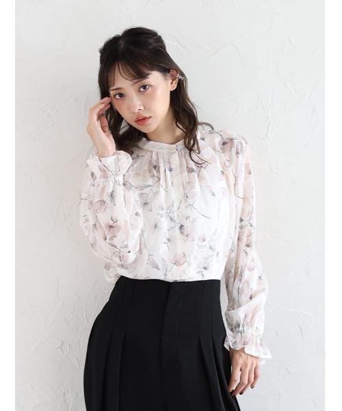 fifth(フィフス)の「前開きジャガード花柄ブラウス(シャツ/ブラウス・レディース・ピンク/ブルー・M)」の2枚目の写真
