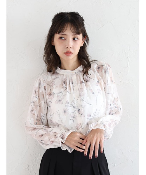fifth(フィフス)の「前開きジャガード花柄ブラウス(シャツ/ブラウス・レディース・ピンク/ブルー・M)」の3枚目の写真