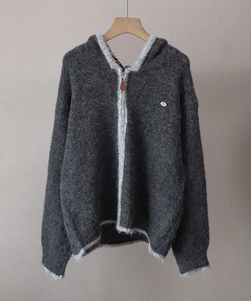 aimoha（アイモハ）の「配色ライン入りフーディカーディガン (AW)（カーディガン/ボレロ・レディース・ダークグレー/ライトベージュ・FREE）」の8枚目の写真