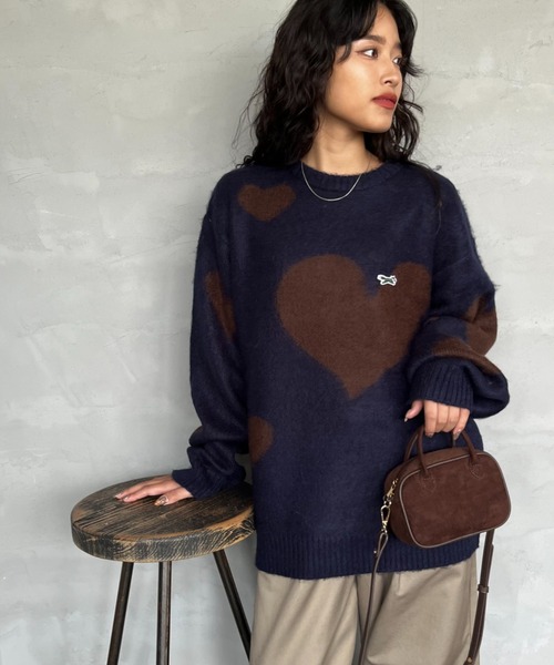 TOWNCRAFT（タウンクラフト）の「[TOWN CRAFT/タウンクラフト・THE FOX/ザフォックス] 別注 シャギーモヘア クルーネックニット（ニット/セーター・レディース・グレー/ブラック/ブラウン/ケリーグリーン/ネイビー・S/M/L）」の5枚目の写真