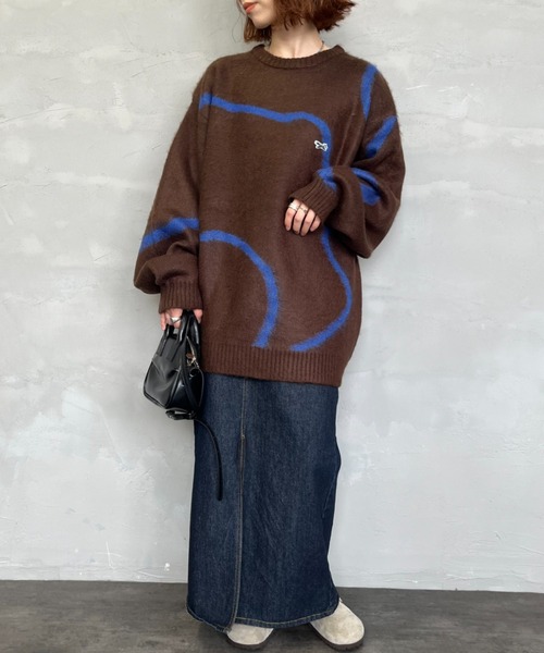 TOWNCRAFT（タウンクラフト）の「[TOWN CRAFT/タウンクラフト・THE FOX/ザフォックス] 別注 シャギーモヘア クルーネックニット（ニット/セーター・レディース・グレー/ブラック/ブラウン/ケリーグリーン/ネイビー・S/M/L）」の6枚目の写真