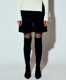 CORDUROY TWO TUCK BERMUDA PANTS_BLACK