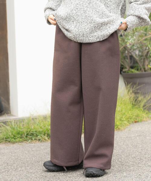 EKAL(エカル)の「ウォームドジャージワイドパンツ(その他パンツ・レディース・ブラウン/アイボリー/ブラック・ONE)」の1枚目の写真