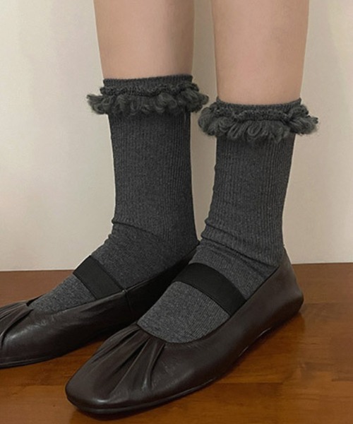 SANSeLF(サンセルフ)の「【SANSeLF】 ループデザインフリルソックス saa25a153(ソックス/靴下・レディース・ダークグレー/ホワイト/ライトグレー/ブラウン/アイボリー/ブラック・FREE)」の19枚目の写真