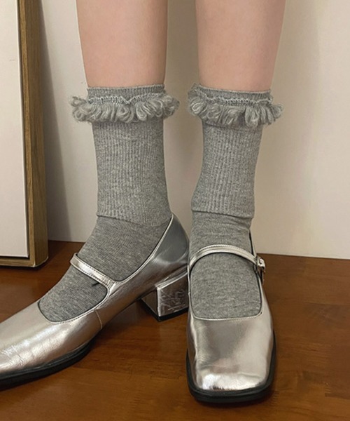 SANSeLF(サンセルフ)の「【SANSeLF】 ループデザインフリルソックス saa25a153(ソックス/靴下・レディース・ダークグレー/ホワイト/ライトグレー/ブラウン/アイボリー/ブラック・FREE)」の21枚目の写真