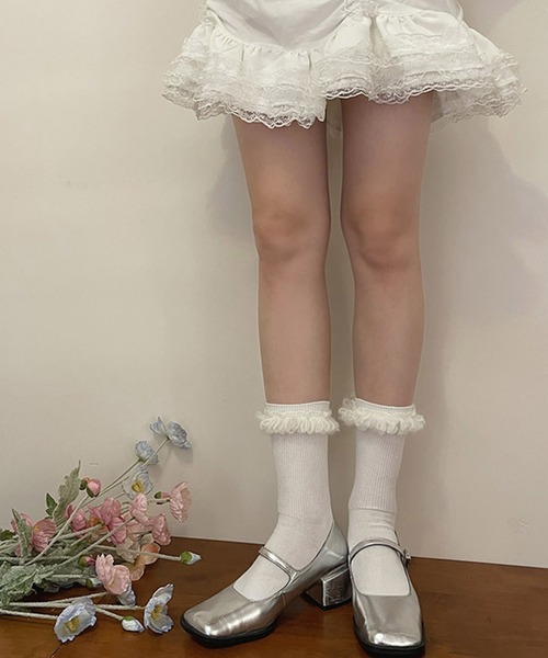 SANSeLF(サンセルフ)の「【SANSeLF】 ループデザインフリルソックス saa25a153(ソックス/靴下・レディース・ダークグレー/ホワイト/ライトグレー/ブラウン/アイボリー/ブラック・FREE)」の16枚目の写真