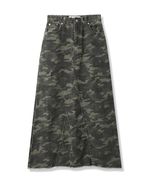 AVANDRESS(アバンドレス )の「Camouflage Long Denim Skirt CAMO(スカート・レディース・カーキ・SMALL/MEDIUM/LARGE)」の2枚目の写真
