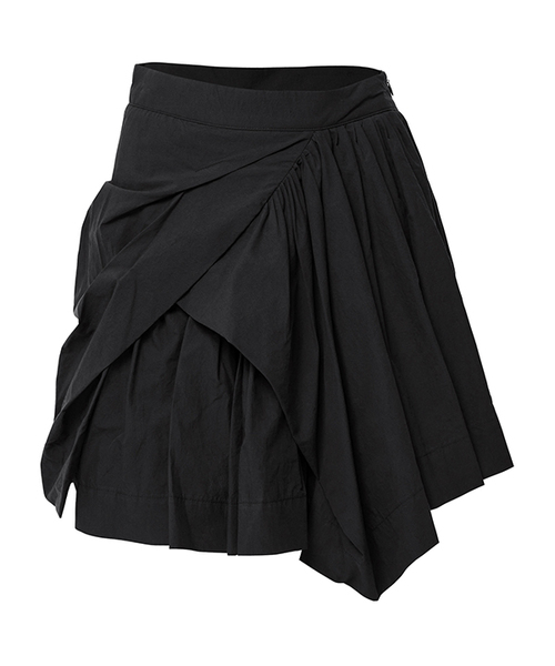 FLAREUP(フレアアップ)の「Asymmetrical Draped Layered Skirt (FL-252_Black)(スカート・レディース・ブラック・2/1)」の1枚目の写真