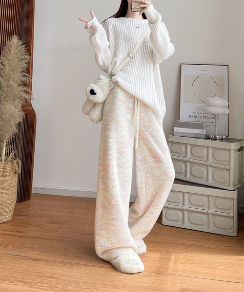 Miniministore(ミニミニストア)の「イージーパンツ ルームウエア 韓国風(スラックス・レディース・アイボリー/グレー/ピンク・M/L)」の8枚目の写真