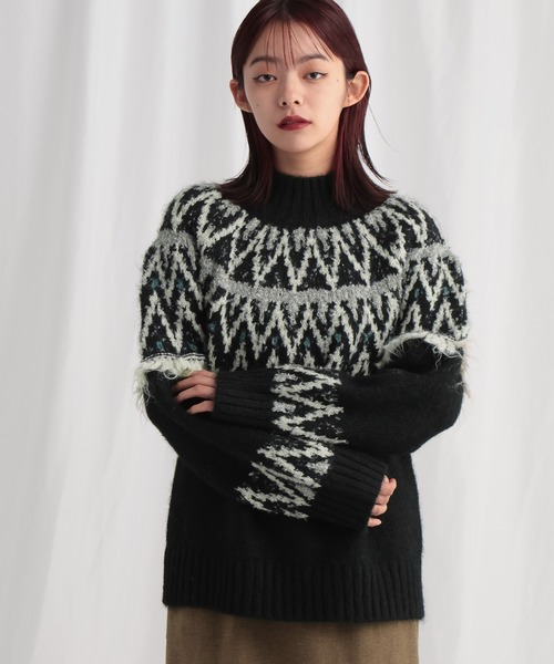 セール】モヘヤタッチノルディックニット 622016（ニット/セーター