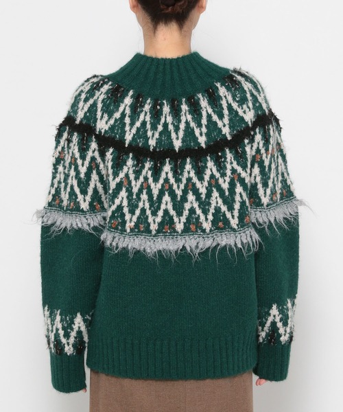 mysty woman（ミスティウーマン）の「モヘヤタッチノルディックニット 622016（ニット/セーター・レディース・グリーン/オフホワイト/ブラック/グレー・FREE）」の10枚目の写真