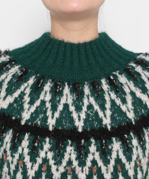 mysty woman（ミスティウーマン）の「モヘヤタッチノルディックニット 622016（ニット/セーター・レディース・グリーン/オフホワイト/ブラック/グレー・FREE）」の12枚目の写真