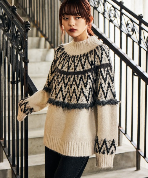 セール】モヘヤタッチノルディックニット 622016（ニット/セーター