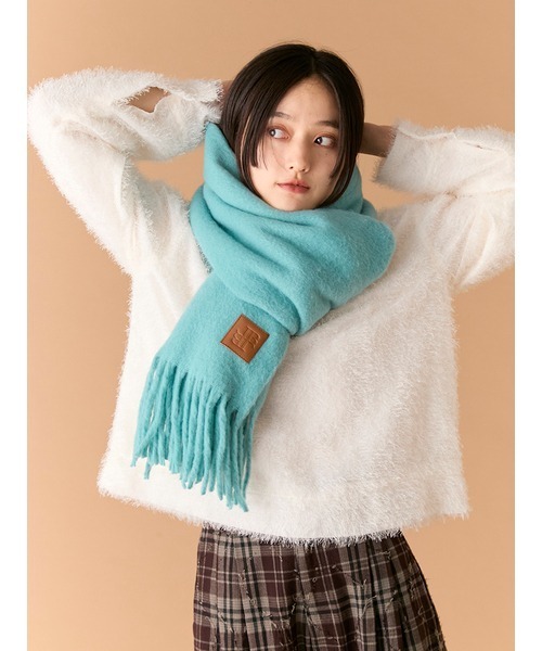 LILY BROWN(リリーブラウン)の「ブークレストール(ストール/ショール・レディース・ホワイト/レッド/ターコイズブルー/アイボリー・F)」の1枚目の写真