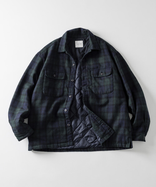 ビッグシルエット ウォッシュド フランネル 中綿 チェックシャツ