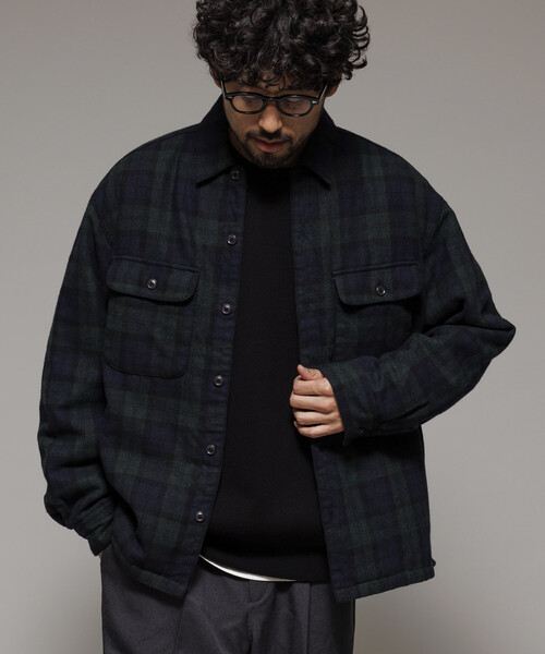 ジャケット・アウター check frill shirt blouson FEKETE FreeZone ブルゾン アウター チェックシャツレイヤード風スタンド