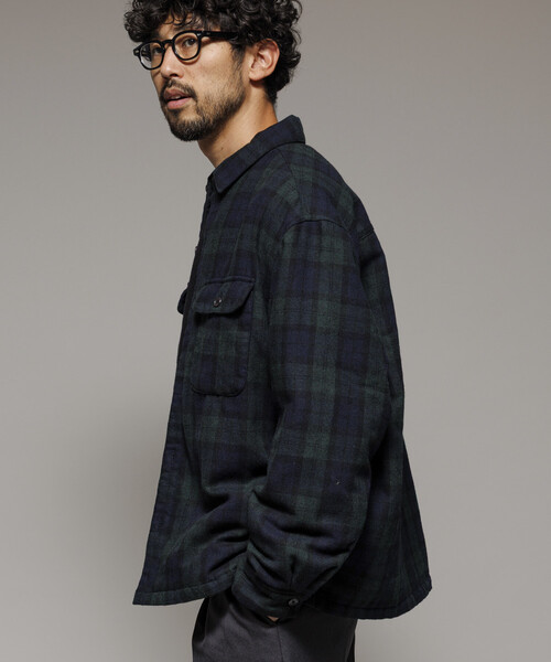 FREAK'S STORE(フリークスストア)の「ビッグシルエット ウォッシュド フランネル 中綿 チェックシャツジャケット/ Washed Flannel Padding SHT(テーラードジャケット・メンズ・グリーン/ブラウン/ブラック・MEDIUM/LARGE)」の21枚目の写真