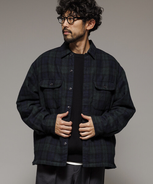 FREAK'S STORE(フリークスストア)の「ビッグシルエット ウォッシュド フランネル 中綿 チェックシャツジャケット/ Washed Flannel Padding SHT(テーラードジャケット・メンズ・グリーン/ブラウン/ブラック・MEDIUM/LARGE)」の19枚目の写真