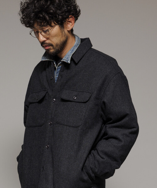 FREAK'S STORE(フリークスストア)の「ビッグシルエット ウォッシュド フランネル 中綿 チェックシャツジャケット/ Washed Flannel Padding SHT(テーラードジャケット・メンズ・グリーン/ブラウン/ブラック・MEDIUM/LARGE)」の15枚目の写真