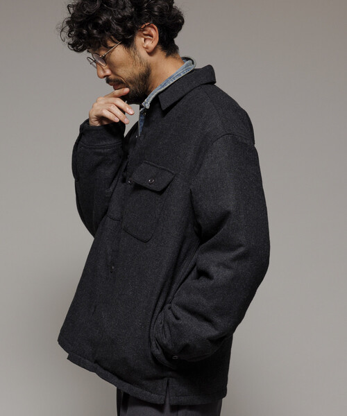 FREAK'S STORE(フリークスストア)の「ビッグシルエット ウォッシュド フランネル 中綿 チェックシャツジャケット/ Washed Flannel Padding SHT(テーラードジャケット・メンズ・グリーン/ブラウン/ブラック・MEDIUM/LARGE)」の14枚目の写真