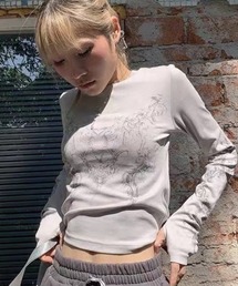 『NOVESSEL/ノベセル』プリントクロップロンTEE/ロングスリーブカットソー