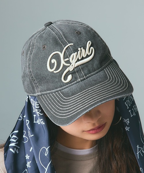 X-girl(エックスガール)の「BICOLOR STITCH FADED 6PANEL CAP(キャップ・レディース・レッド/ブラック/オリーブ・ONE SIZE)」の2枚目の写真