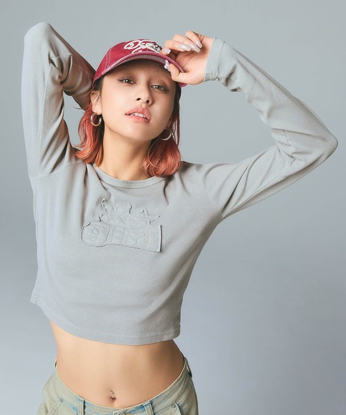 X-girl(エックスガール)の「BICOLOR STITCH FADED 6PANEL CAP(キャップ・レディース・レッド/ブラック/オリーブ・ONE SIZE)」の18枚目の写真
