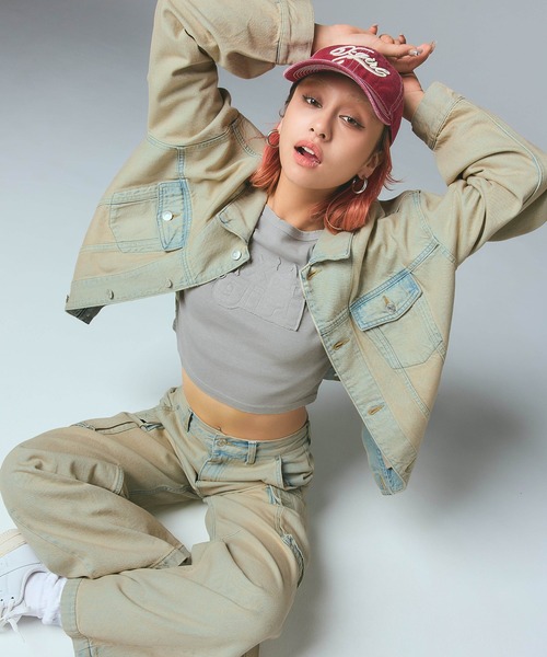 X-girl(エックスガール)の「BICOLOR STITCH FADED 6PANEL CAP(キャップ・レディース・レッド/ブラック/オリーブ・ONE SIZE)」の7枚目の写真