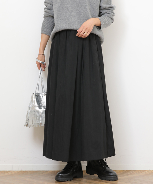 JOURNAL STANDARD relume（ジャーナルスタンダード　レリューム）の「ギャザータックフレアスカート（スカート・レディース・ホワイト/ブラック・FREE）」の2枚目の写真