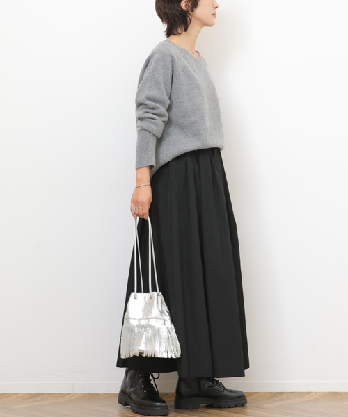 JOURNAL STANDARD relume（ジャーナルスタンダード　レリューム）の「ギャザータックフレアスカート（スカート・レディース・ホワイト/ブラック・FREE）」の4枚目の写真