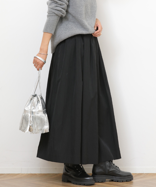 JOURNAL STANDARD relume（ジャーナルスタンダード　レリューム）の「ギャザータックフレアスカート（スカート・レディース・ホワイト/ブラック・FREE）」の9枚目の写真