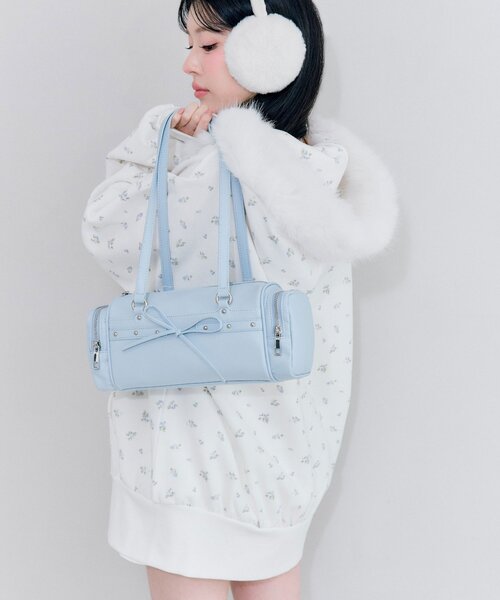 OLIVE des OLIVE（オリーブデオリーブ）の「ロゴ刺繍ファー付きZIPパーカー（パーカー・レディース・ピンク/イエロー/サックスブルー/オフホワイト/トップグレー・FREE）」の20枚目の写真