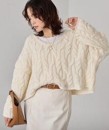 RIVE DROITE | 予約【大人のこなれ感を演出】フリンジネックケーブルニット(ニット/セーター)