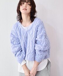 RIVE DROITE | 予約【大人のこなれ感を演出】フリンジネックケーブルニット(ニット/セーター)