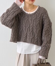 RIVE DROITE | 【大人のこなれ感を演出】フリンジネックケーブルニット(ニット/セーター)