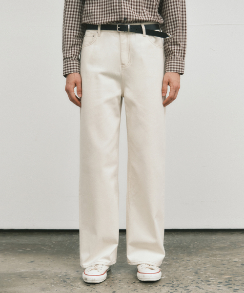WEDNESDAY OASIS(ウェンズデーオアシス)の「クラシックコットンスティッチパンツ_CREAM(W25-PT27)(その他パンツ・メンズ・アイボリー・MEDIUM/LARGE)」の1枚目の写真