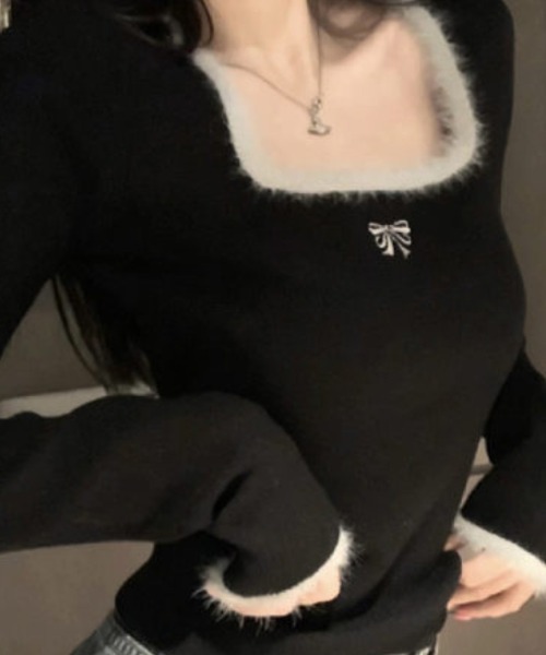 Ritzy（リッツィー）の「ワンポイント　シャギーデザインカットソー（Tシャツ/カットソー・レディース・ホワイト/ブラック・M/L/XL/XXL）」の2枚目の写真