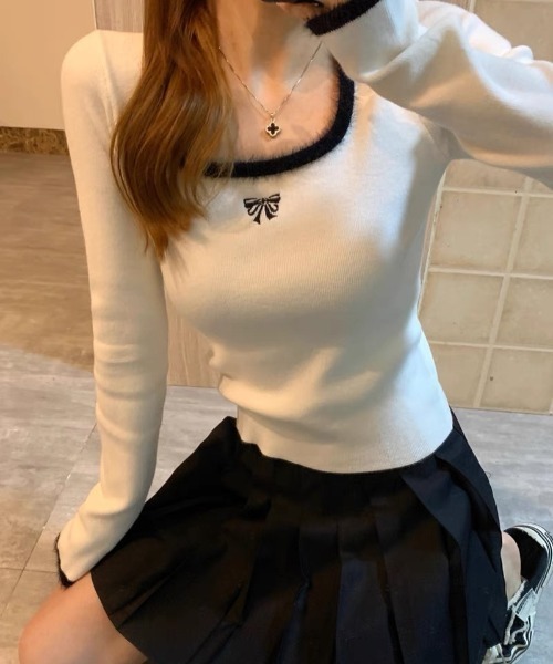 Ritzy（リッツィー）の「ワンポイント　シャギーデザインカットソー（Tシャツ/カットソー・レディース・ホワイト/ブラック・M/L/XL/XXL）」の5枚目の写真