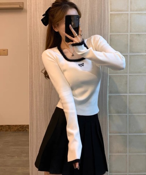 Ritzy（リッツィー）の「ワンポイント　シャギーデザインカットソー（Tシャツ/カットソー・レディース・ホワイト/ブラック・M/L/XL/XXL）」の8枚目の写真