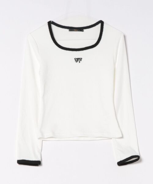 Ritzy（リッツィー）の「ワンポイント　シャギーデザインカットソー（Tシャツ/カットソー・レディース・ホワイト/ブラック・M/L/XL/XXL）」の13枚目の写真