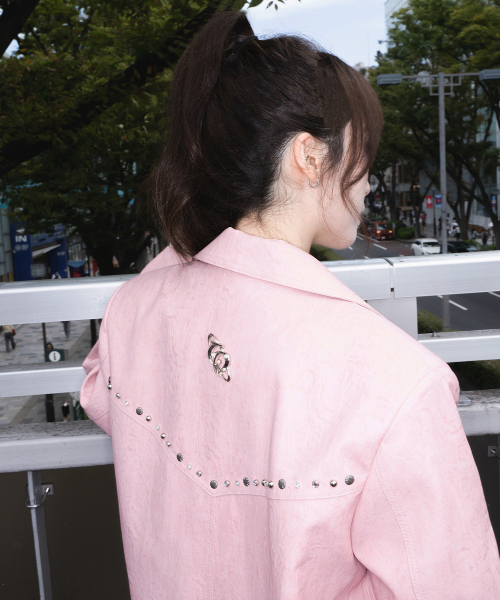 CHERRYQUIRI(チェリーキュリー)の「stud leather jacket - pink(ライダースジャケット・レディース・その他・FREE)」の4枚目の写真