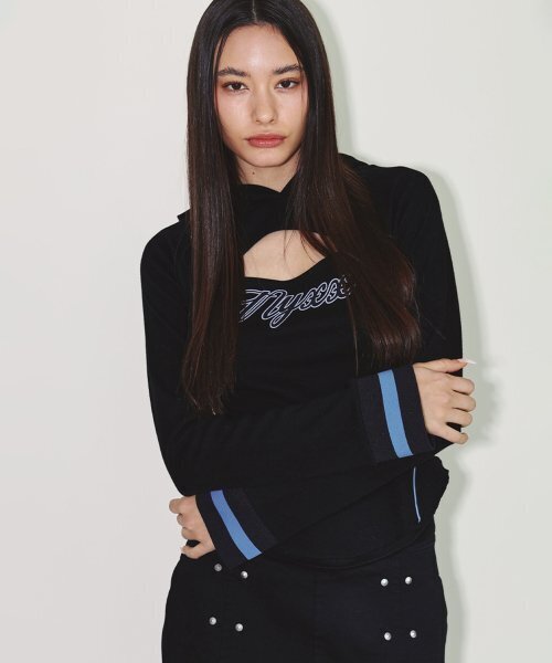 NYXX(エヌワイエックスエックス)の「MIDDLE SLIT HOOD LONG SLEEVE BLACK(Tシャツ/カットソー・レディース・その他・MEDIUM/SMALL)」の1枚目の写真
