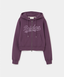 logo hoodie zip-up crop fit(womens) purple