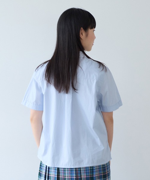 bulle de savon(ビュルデサボン)の「△オーガニックコットン 60/1タイプライタイプライター 半袖シャツ(シャツ/ブラウス・レディース・サックスブルー/ホワイト/ベージュ・FREE)」の22枚目の写真