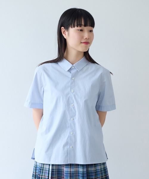 bulle de savon(ビュルデサボン)の「△オーガニックコットン 60/1タイプライタイプライター 半袖シャツ(シャツ/ブラウス・レディース・サックスブルー/ホワイト/ベージュ・FREE)」の21枚目の写真