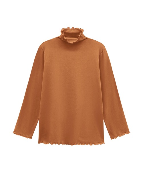 CHUN CHUN NOTES(チュンチュンノーツ)の「フリルハイネック長袖カットソー(Tシャツ/カットソー・レディース・オレンジ/ホワイト/ブラック/グリーン/モカ・F)」の5枚目の写真